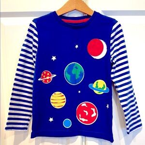 Mini Boden Kids Blue Solar System Planets Cotton Shirt